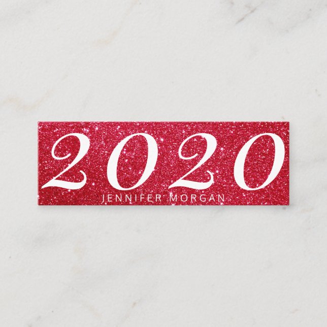 Luxurious graduation red glitter Name Card (Front)