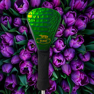 Luxurious Green Faux Crocodile Monogrammed Golf Head Cover