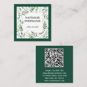 Luxurious Green Flower Interior Decoration Square Business Card