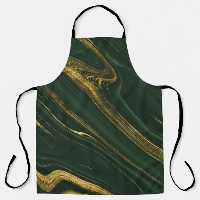 Luxurious Green Onyx: Golden Marble. Apron (Front)