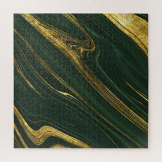 Luxurious Green Onyx: Golden Marble. Jigsaw Puzzle