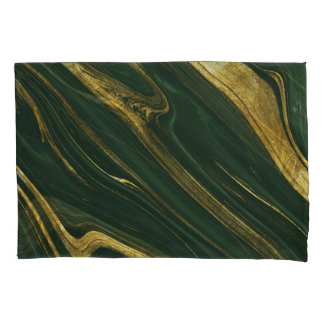 Luxurious Green Onyx: Golden Marble. Pillowcase