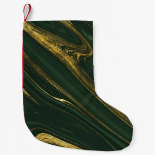 Luxurious Green Onyx: Golden Marble. Small Christmas Stocking