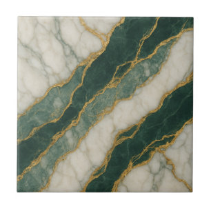 Luxurious Green White Marble with Gold Veins Tile