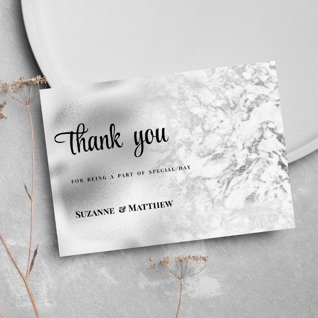 Luxurious grey white silver marble Thank You Invitation (Luxurious gray white silver marble Thank You )