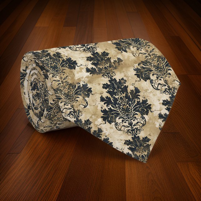 Luxurious Ivory Damask Elegant Black Beige Tie (Creator Uploaded)