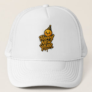 Luxurious Kawaii New Year Graffiti — Diagonal Cele Trucker Hat