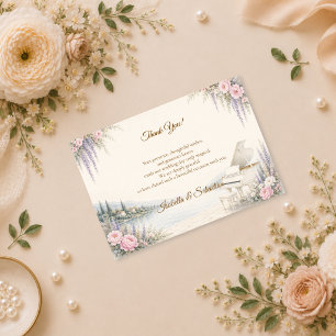 Luxurious Lakeside Piano Romance Wedding Thank You Card