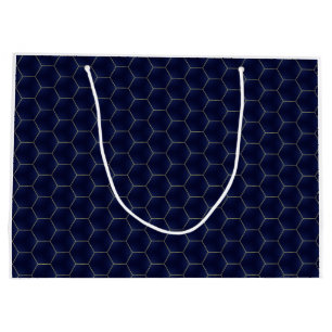 Luxurious Lattice Indigo Geometric Elegance Large Gift Bag