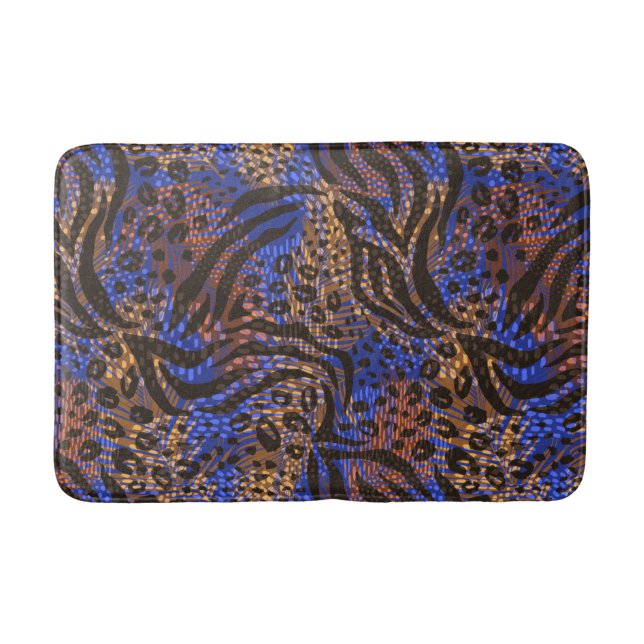 Luxurious Leopard and Zebra Print Pattern Bath Mat (Front)