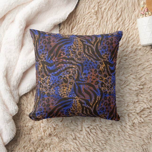 Luxurious Leopard and Zebra Print Pattern Cushion (Blanket)