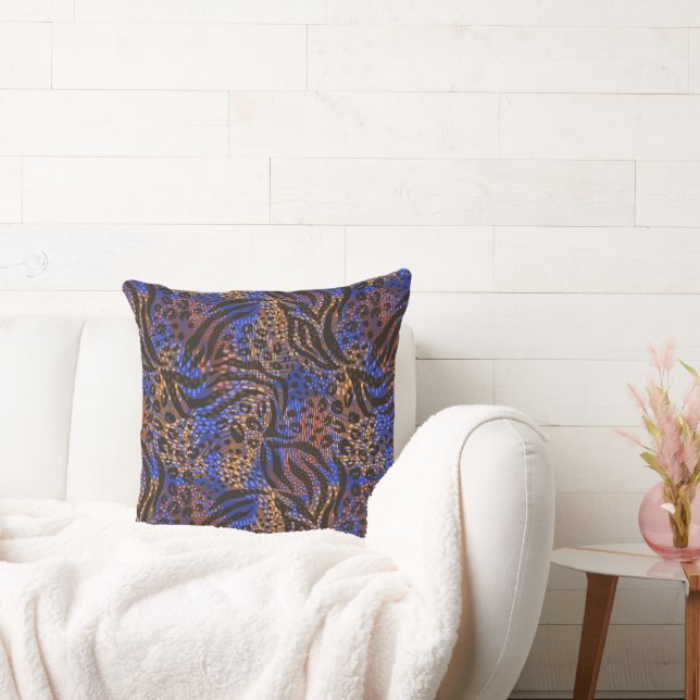 Luxurious Leopard and Zebra Print Pattern Cushion (Couch)
