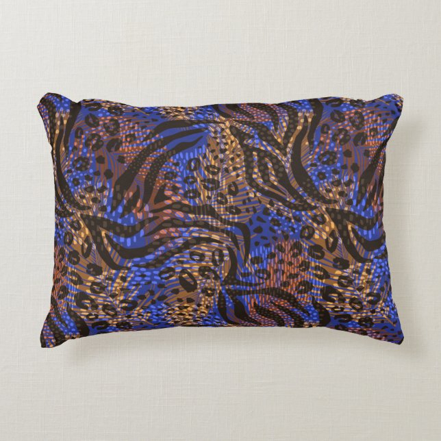Luxurious Leopard and Zebra Print Pattern Decorative Cushion (Front)