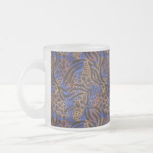 Luxurious Leopard and Zebra Print Pattern Frosted Glass Coffee Mug
