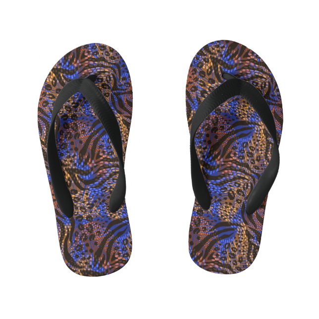 Luxurious Leopard and Zebra Print Pattern Kid's Jandals (Footbed)