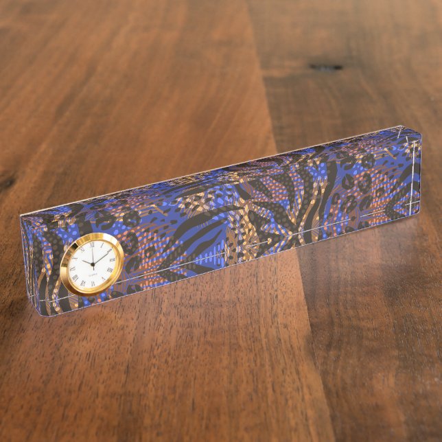 Luxurious Leopard and Zebra Print Pattern Nameplate (Side)