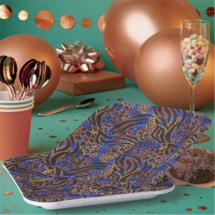 Luxurious Leopard and Zebra Print Pattern Paper Plate