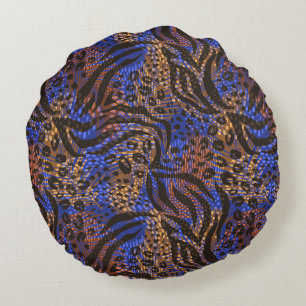 Luxurious Leopard and Zebra Print Pattern Round Cushion