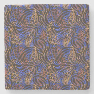 Luxurious Leopard and Zebra Print Pattern Stone Coaster