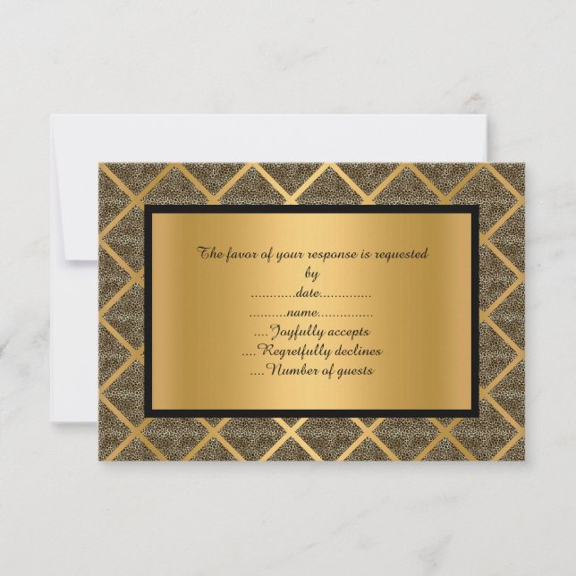 LUXURIOUS LEOPARD PATTERNED GRID RSVP 2 CARD (Front)