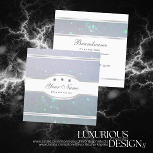 Luxurious Light Baby Blue Pearl Glitter Sparkle Square Business Card