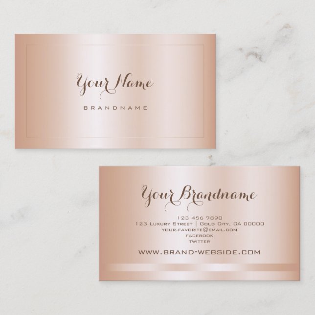 Luxurious Light Rose Gold Style Simple and Decent Business Card (Front/Back)