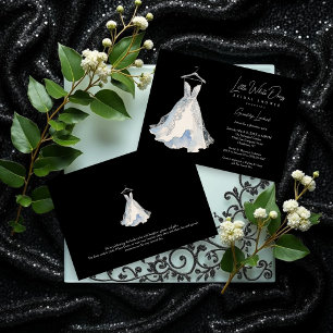 Luxurious Little White Dress Glitter Bridal Shower Invitation