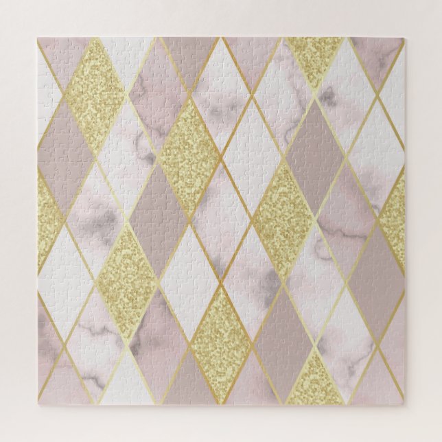 Luxurious Marble Golden Geometric Jigsaw Puzzle (Vertical)