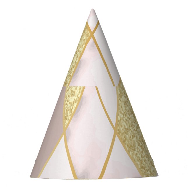 Luxurious Marble Golden Geometric Party Hat (Front)