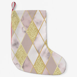 Luxurious Marble Golden Geometric Small Christmas Stocking