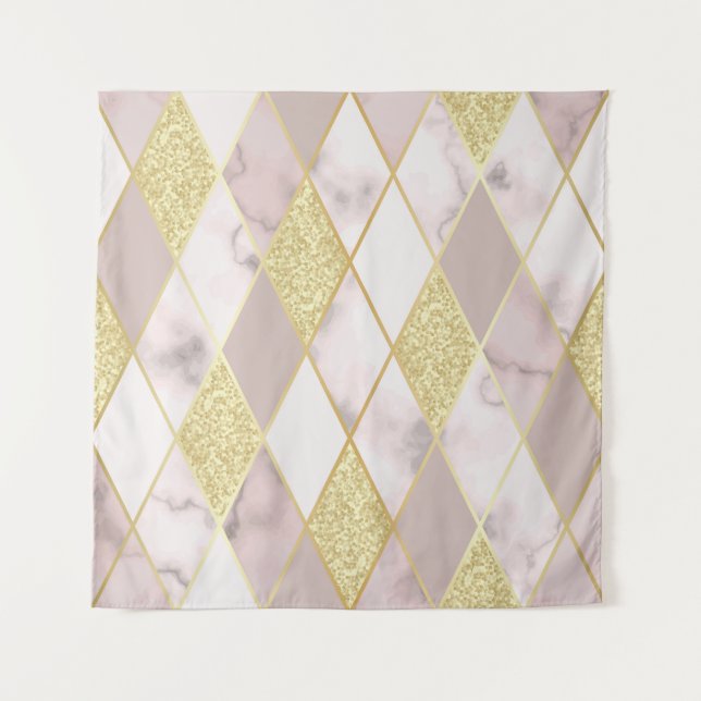 Luxurious Marble Golden Geometric Tapestry (Front)