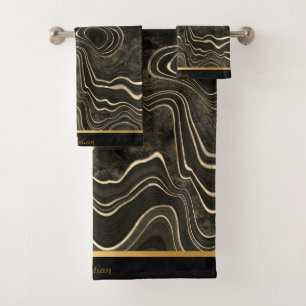 LUXURIOUS MARBLE TRIM TOWEL SET