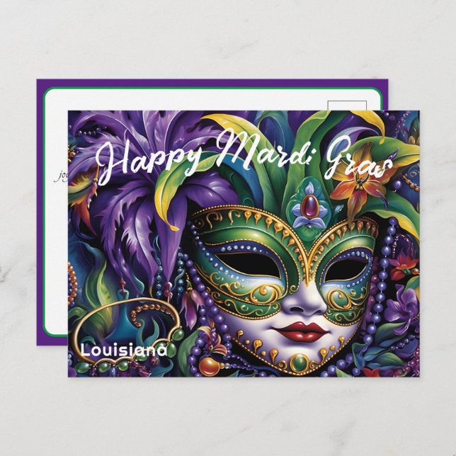💚💜💛Luxurious  Mardi Gras Postcard (Front/Back)