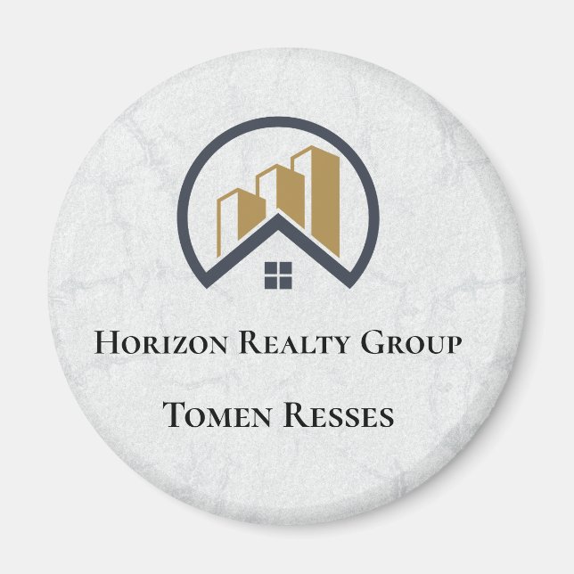 Luxurious Metallic Gold Real Estate Magnet (Front)