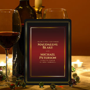 Luxurious Minimalist Black & Red Wedding Invitation