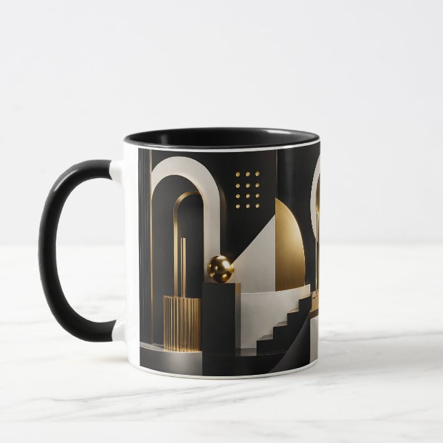 Luxurious Modern Composition: Gold, Black Gift Mug (Left)