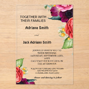 Luxurious Modern Floral Wedding Acrylic Invitations