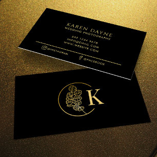Luxurious Monogram Gold & Black Photography Business Card