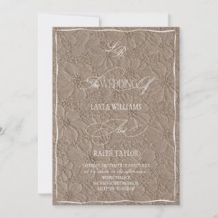 Luxurious Monogram Light Brown Floral Wedding Invitation