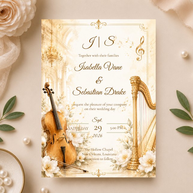 Luxurious Musical Elegance Wedding  Invitation (Creator Uploaded)