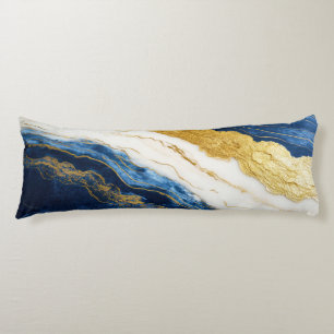 Luxurious Navy Blue & Gold Leaf Marble Body Cushion
