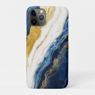 Luxurious Navy Blue & Gold Leaf Marble Case-Mate iPhone Case