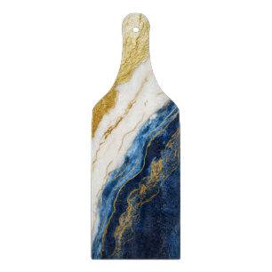 Luxurious Navy Blue & Gold Leaf Marble Cutting Board