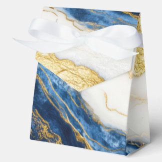 Luxurious Navy Blue & Gold Leaf Marble Favour Box