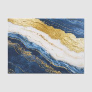 Luxurious Navy Blue & Gold Leaf Marble Tissue Paper