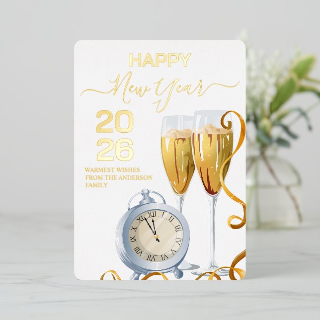 Luxurious New Year 2026 Champagne Countdown Clock (Standing Front)