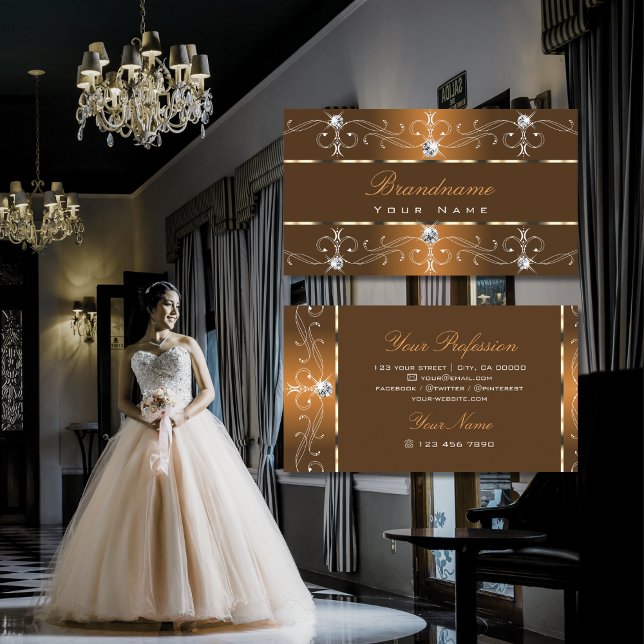 Luxurious Orange Brown Ornate Borders Ornaments Business Card (Creator Uploaded)