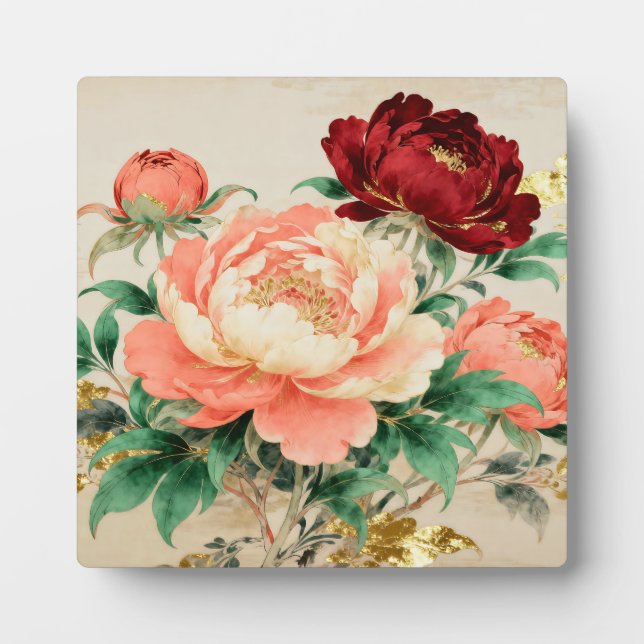 Luxurious Peony Floral Bouquet Plaque (Front)