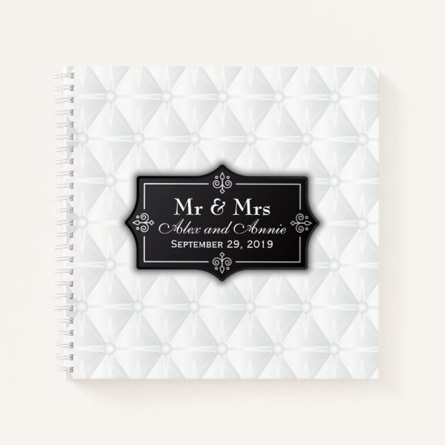Luxurious Personalised Wedding Guestbook Notebook (Front)