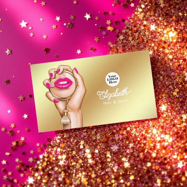 Luxurious Pink and Gold Glam Chic Business Card (Luxurious Pink and Gold Glam Chic Business Card)